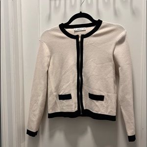 Zara knit cardigan with black trim zip up